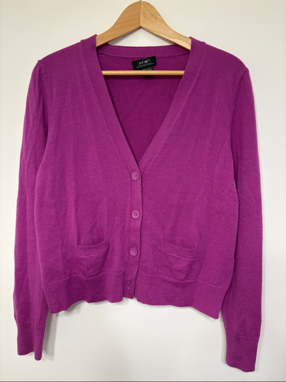 Lord & Taylor Extra Fine Merino Wool Pink Cardigan
